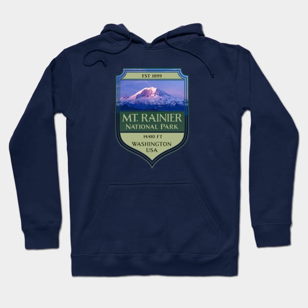 Mount Rainier National Park State of Washington Hoodie by Pine Hill Goods